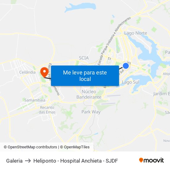 Galeria to Heliponto - Hospital Anchieta - SJDF map