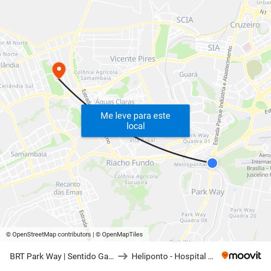Estação Brt Park Way to Heliponto - Hospital Anchieta - SJDF map