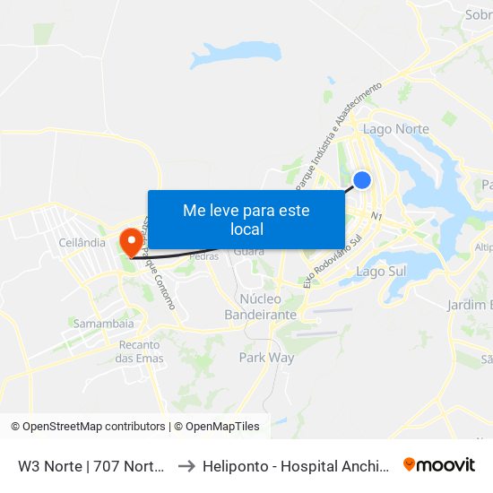 W3 Norte | 707 Norte (Ceub) to Heliponto - Hospital Anchieta - SJDF map