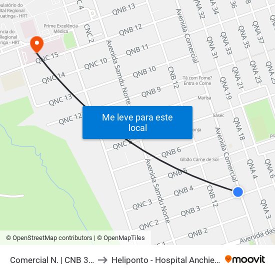 Comercial N. | CNB 3 (INSS) to Heliponto - Hospital Anchieta - SJDF map