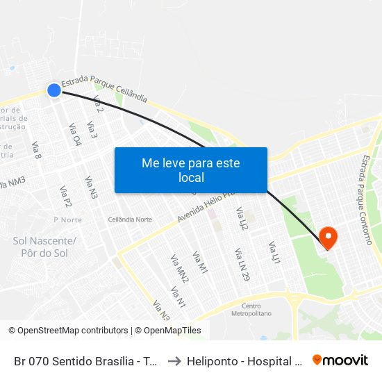 Br 070 Sentido Brasília - Terminal Do Setor O to Heliponto - Hospital Anchieta - SJDF map