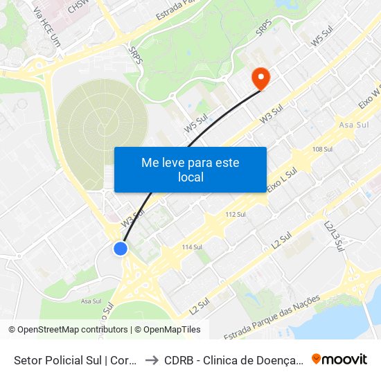 ESPM | Bombeiros to CDRB - Clinica de Doenças Renais de Brasília map