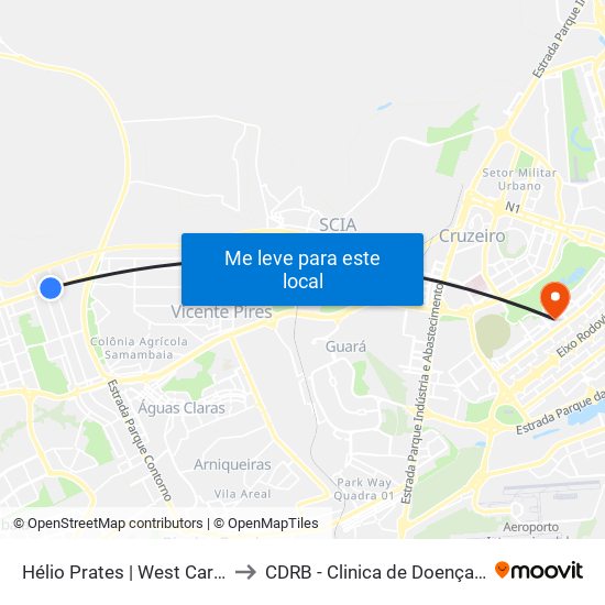 Hélio Prates | West Carnes / Taguacenter to CDRB - Clinica de Doenças Renais de Brasília map