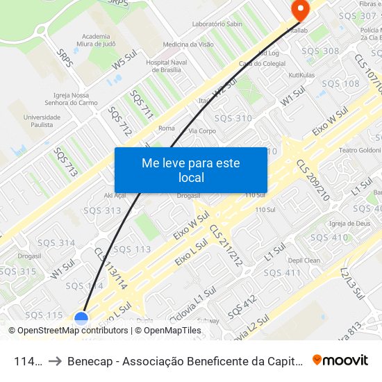 114 Sul to Benecap - Associação Beneficente da Capital Federal do Brasil map