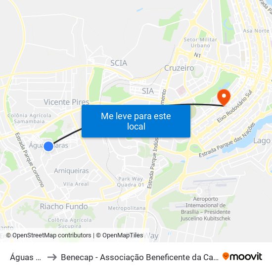 Águas Claras to Benecap - Associação Beneficente da Capital Federal do Brasil map