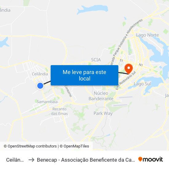 Ceilândia Sul to Benecap - Associação Beneficente da Capital Federal do Brasil map