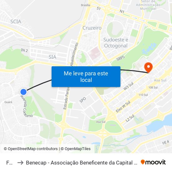 Feira to Benecap - Associação Beneficente da Capital Federal do Brasil map