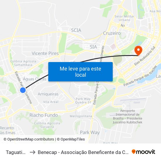 Taguatinga Sul to Benecap - Associação Beneficente da Capital Federal do Brasil map