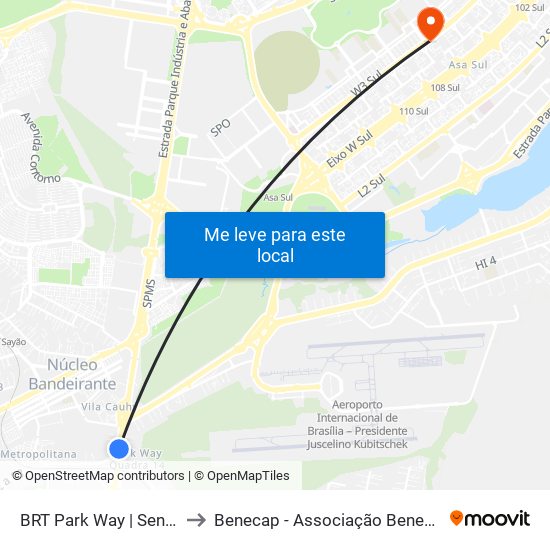 Estação Brt Park Way to Benecap - Associação Beneficente da Capital Federal do Brasil map