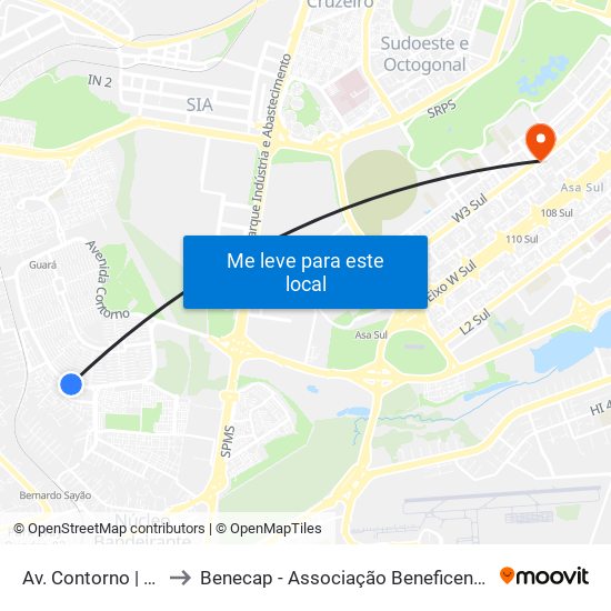 Av. Contorno | Pólo De Modas to Benecap - Associação Beneficente da Capital Federal do Brasil map