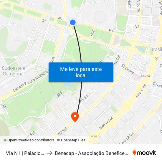 Via N1 | Palácio do Buriti / TCDF to Benecap - Associação Beneficente da Capital Federal do Brasil map