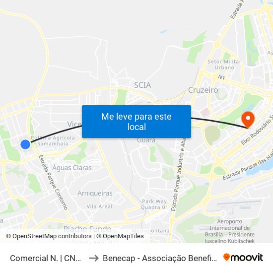Comercial Norte | Cnb 10 to Benecap - Associação Beneficente da Capital Federal do Brasil map