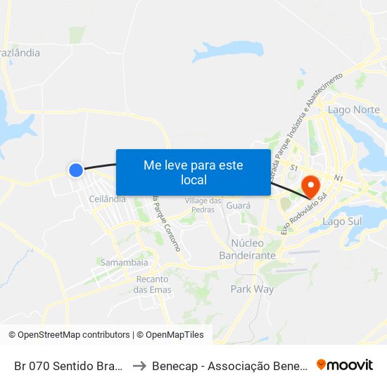 Br 070 Sentido Brasília - Terminal Do Setor O to Benecap - Associação Beneficente da Capital Federal do Brasil map