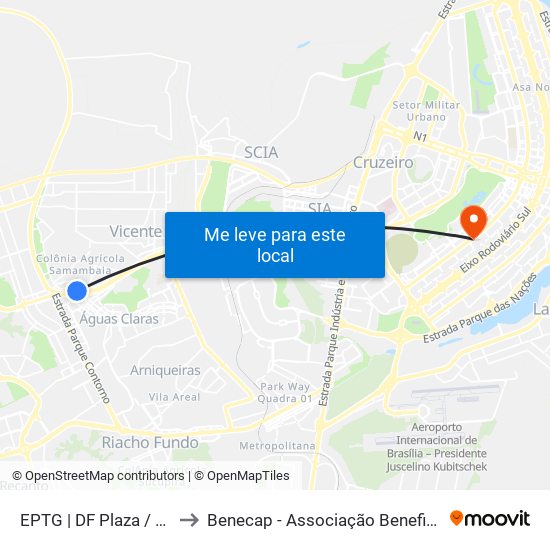 Eptg | Df Plaza / Carrefour / Sam's Club to Benecap - Associação Beneficente da Capital Federal do Brasil map