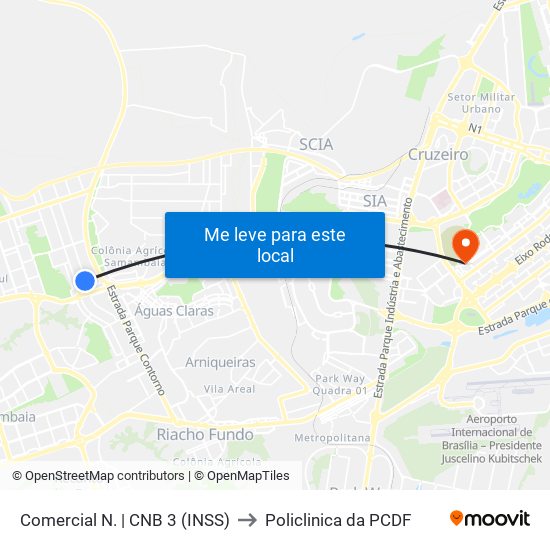Comercial Norte | Cnb 3 (Inss) to Policlinica da PCDF map