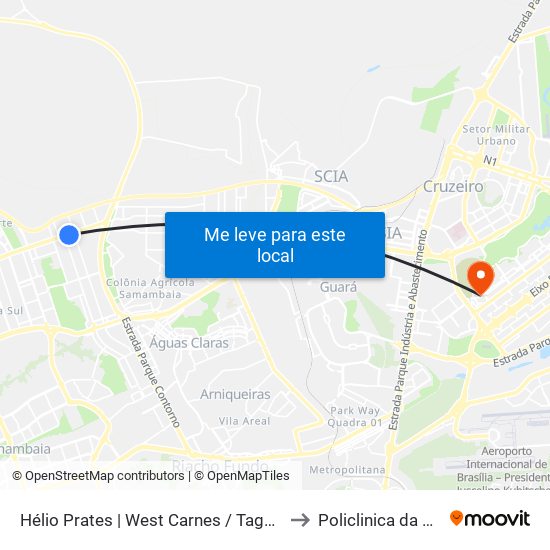 Hélio Prates | West Carnes / Taguacenter to Policlinica da PCDF map