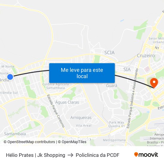 Hélio Prates | Jk Shopping to Policlinica da PCDF map