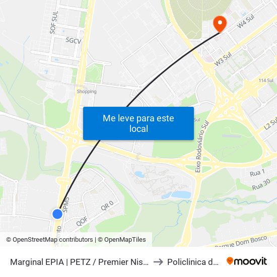Marginal EPIA Sul | Petz / Premier Nissan & Renault to Policlinica da PCDF map