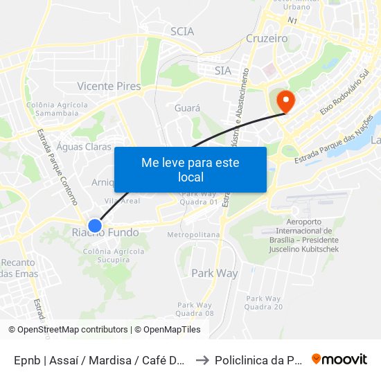 Epnb | Assaí / Mardisa / Café Do Sítio to Policlinica da PCDF map