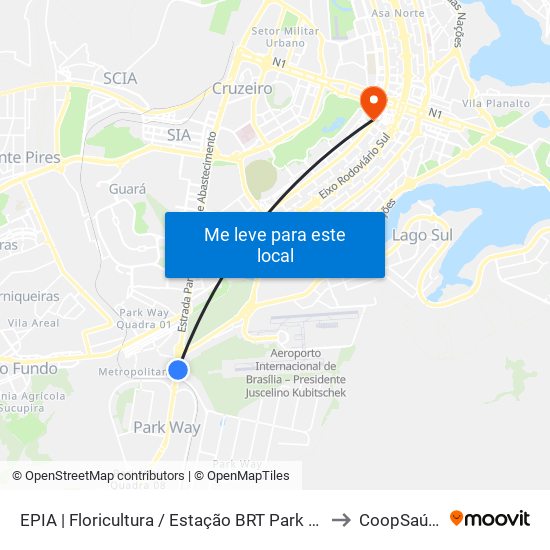 EPIA | Floricultura / Estação BRT Park Way to CoopSaúde map