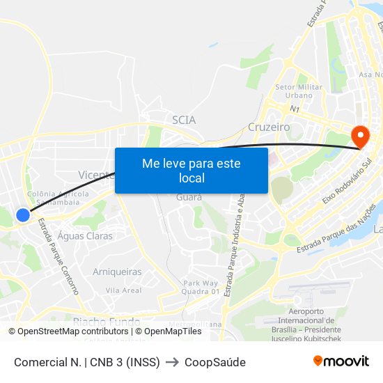 Comercial Norte | Cnb 3 (Inss) to CoopSaúde map