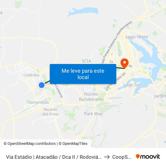 Via Estádio | Atacadão / Dca II / Rodoviária / Estádio to CoopSaúde map