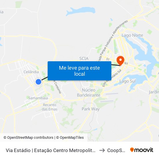 Via Estádio | Estação Centro Metropolitano / Detran to CoopSaúde map
