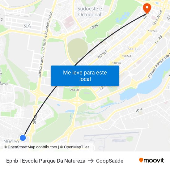 Epnb | Escola Parque Da Natureza to CoopSaúde map