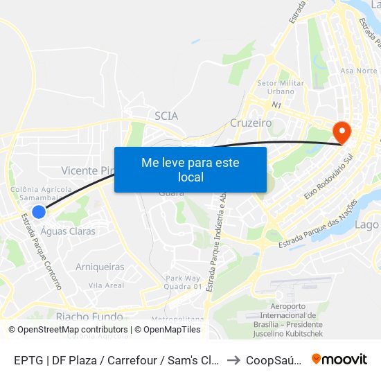 EPTG | DF Plaza / Carrefour / Sam's Club to CoopSaúde map