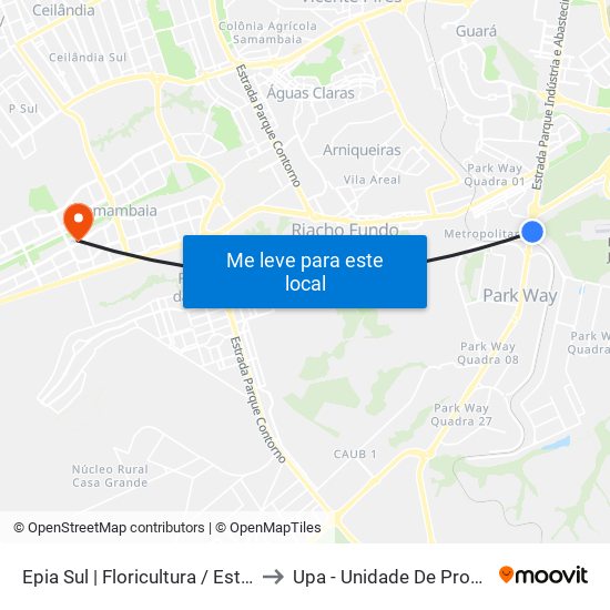 EPIA | Floricultura / Estação BRT Park Way to Upa - Unidade De Pronto Atendimento map