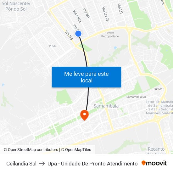 Ceilândia Sul to Upa - Unidade De Pronto Atendimento map