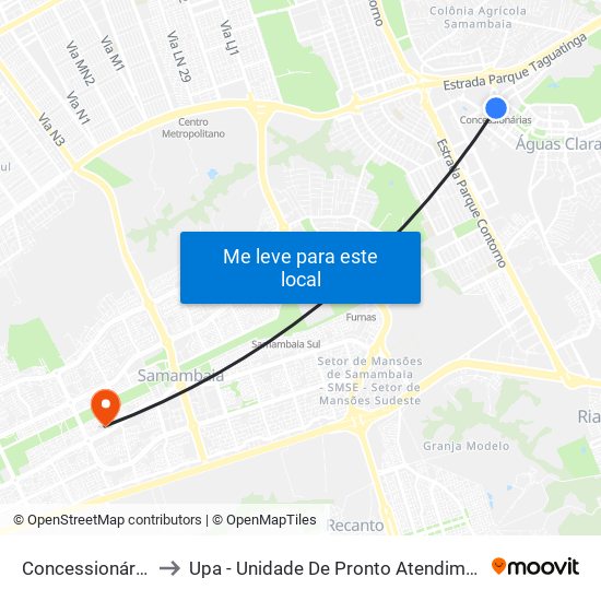 Concessionárias to Upa - Unidade De Pronto Atendimento map