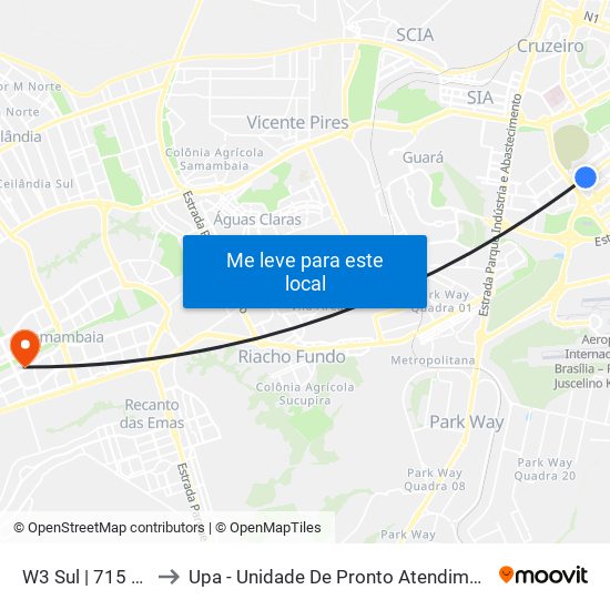 W3 Sul | 715 Sul to Upa - Unidade De Pronto Atendimento map