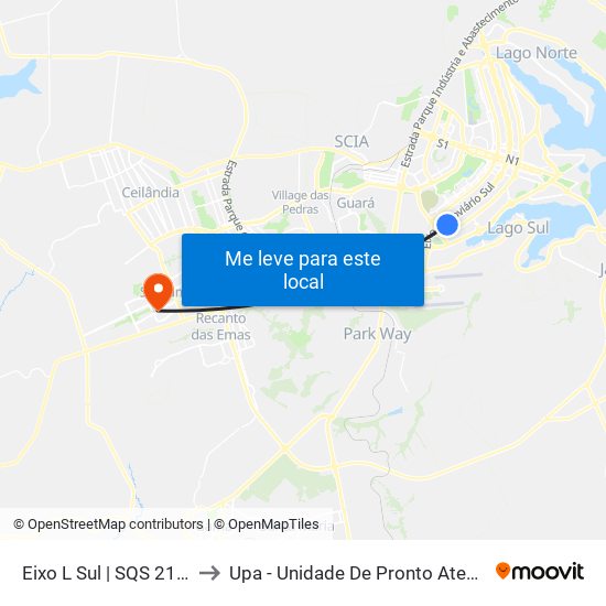 Eixo L Sul | Sqs 214/215 to Upa - Unidade De Pronto Atendimento map
