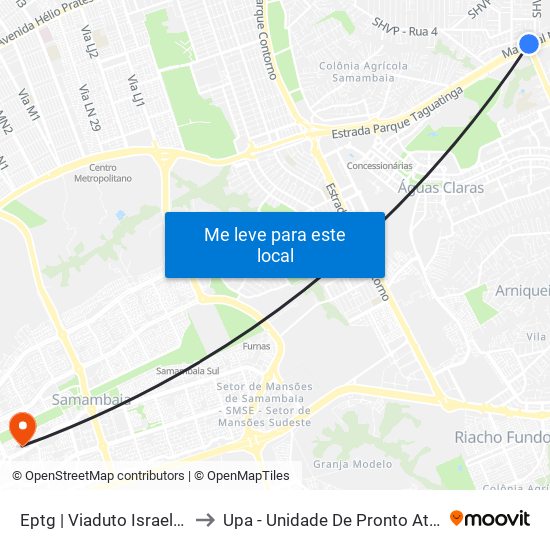 Eptg | Viaduto Israel Pinheiro to Upa - Unidade De Pronto Atendimento map