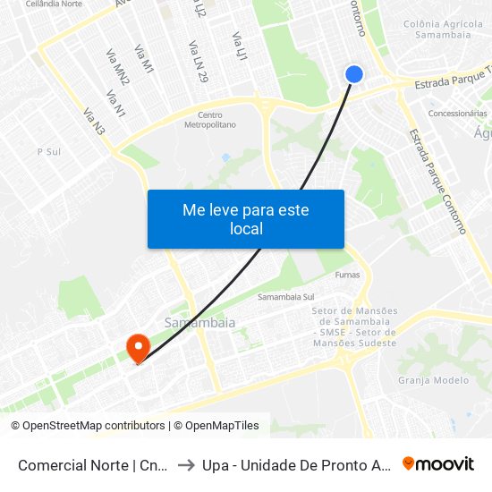 Comercial Norte | Cnb 3 (Inss) to Upa - Unidade De Pronto Atendimento map