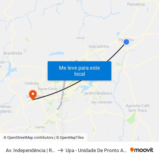 Av. Independência | Rodoviária to Upa - Unidade De Pronto Atendimento map