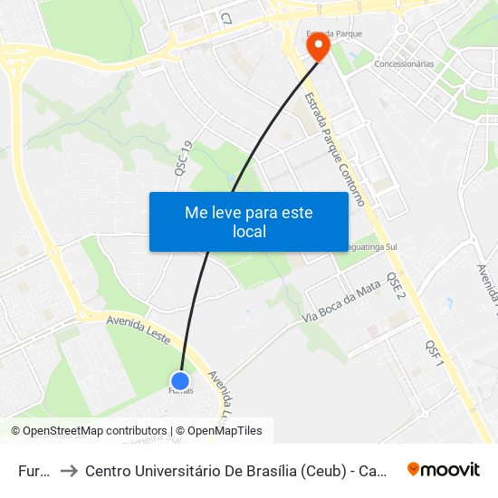 Furnas to Centro Universitário De Brasília (Ceub) - Campus Taguatinga map