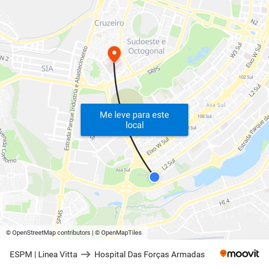 ESPM | Linea Vitta to Hospital Das Forças Armadas map