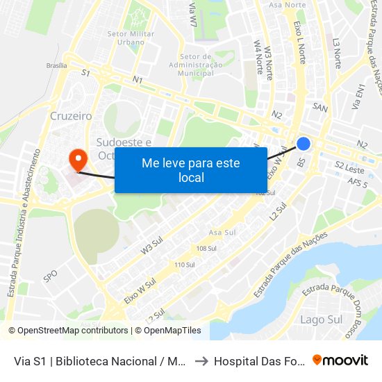 Via S1 | Biblioteca Nacional / Museu Nacional / Sesi Lab to Hospital Das Forças Armadas map