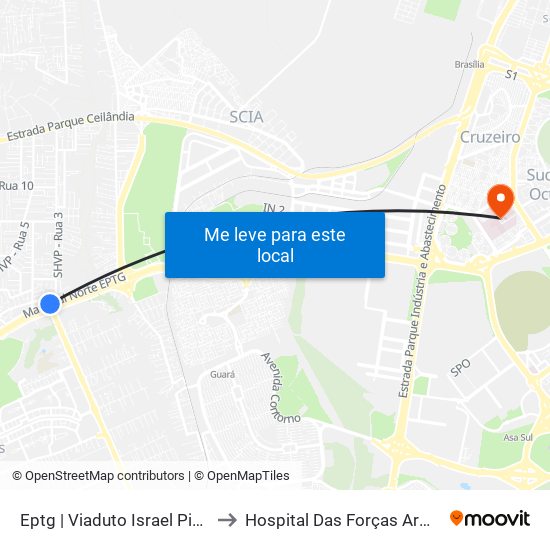 Eptg | Viaduto Israel Pinheiro to Hospital Das Forças Armadas map