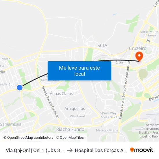 Via Qnj-Qnl | Qnl 1 (Ubs 3 / Ced 6) to Hospital Das Forças Armadas map