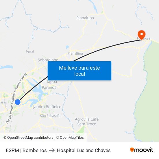 ESPM | Bombeiros to Hospital Luciano Chaves map