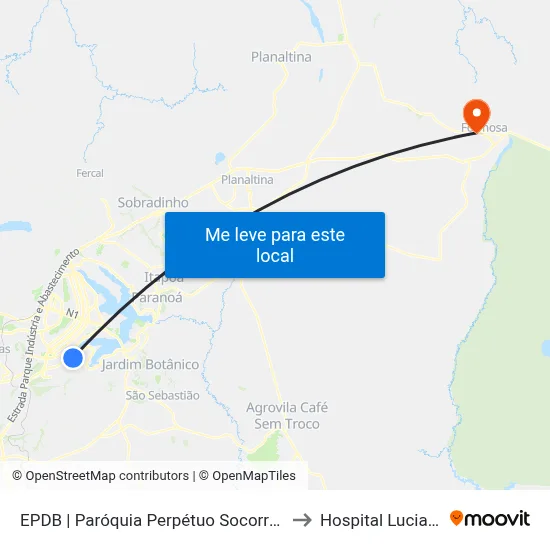 EPDB | Paróquia Perpétuo Socorro / Gilberto Salomão to Hospital Luciano Chaves map