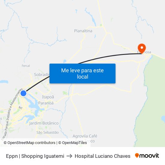 Eppn | Shopping Iguatemi to Hospital Luciano Chaves map