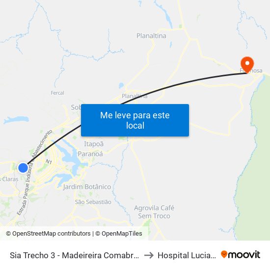 Sia Trecho 3 - Madeireira Comabra/Condor Atacadista to Hospital Luciano Chaves map