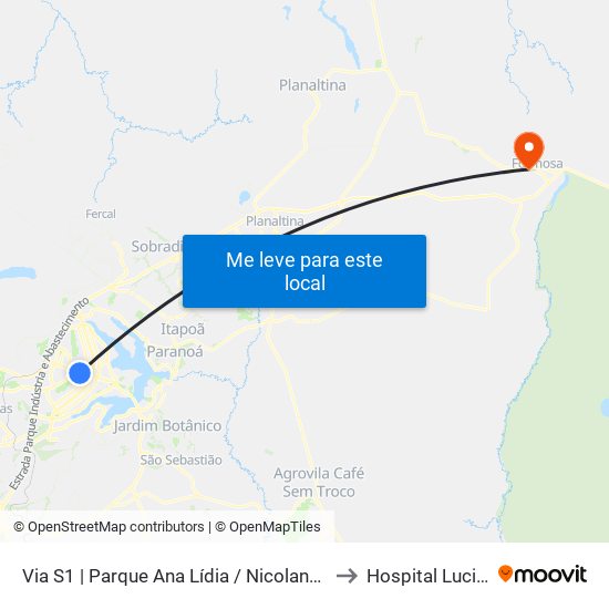 Via S1 | Parque Ana Lídia / Nicolandia / Eixo Ibero-Americano to Hospital Luciano Chaves map