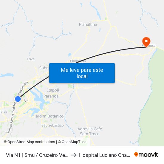 Via N1 | Smu / Cruzeiro Velho to Hospital Luciano Chaves map