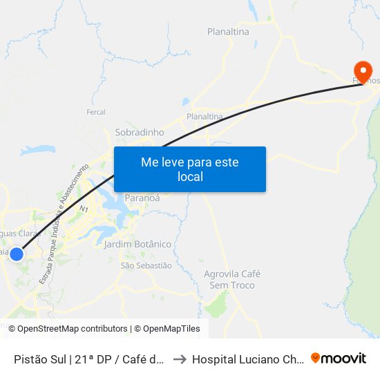 Pistão Sul | Qs 9 (21ª Dp / Café Do Sítio) to Hospital Luciano Chaves map