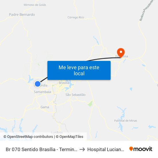 Br 070 Sentido Brasília - Terminal Do Setor O to Hospital Luciano Chaves map